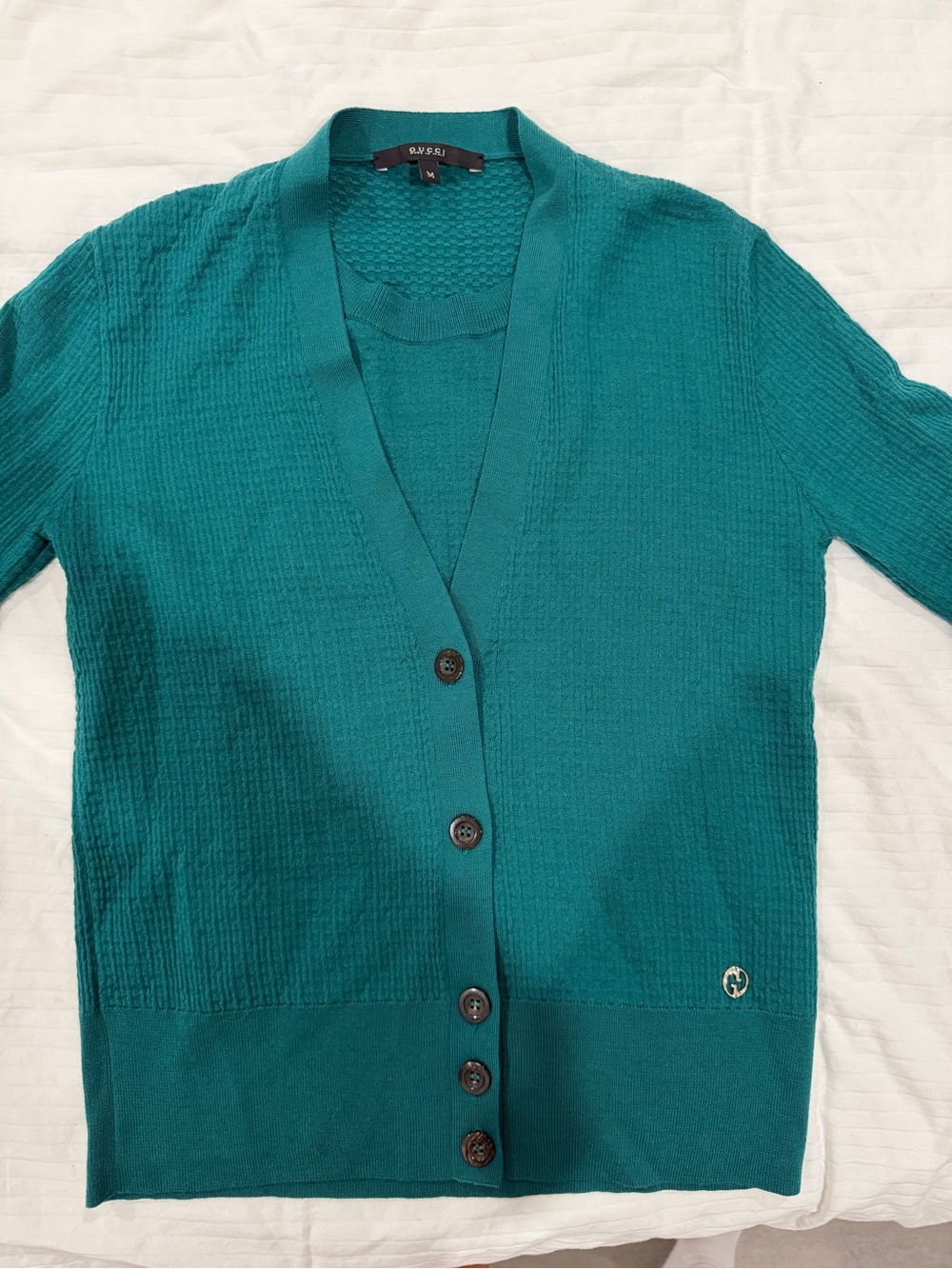 GUCCI Teal Button-Front Cardigan